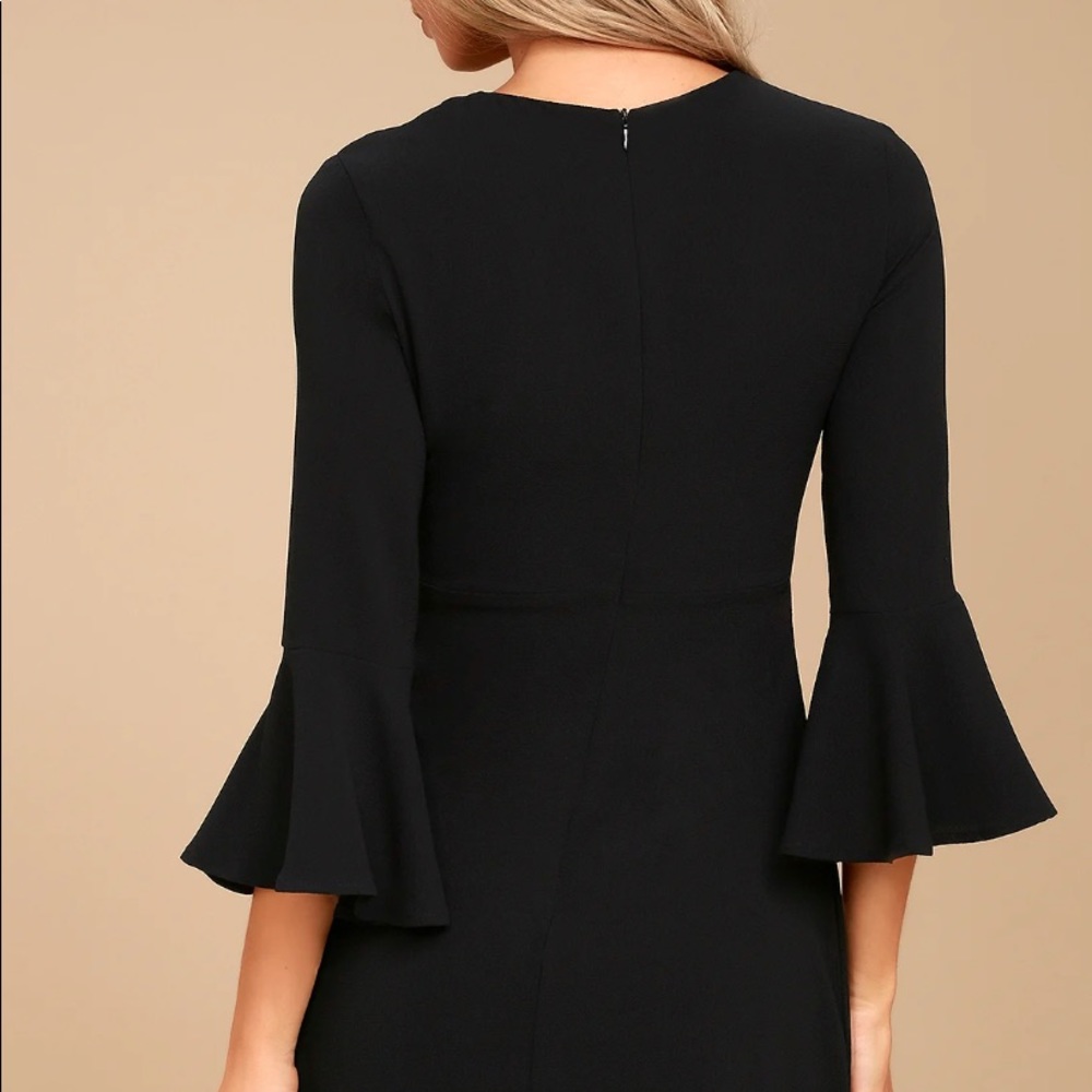 Lulus Center of Attention Black Flounce Sleeve Dress - Picture 3 of 4